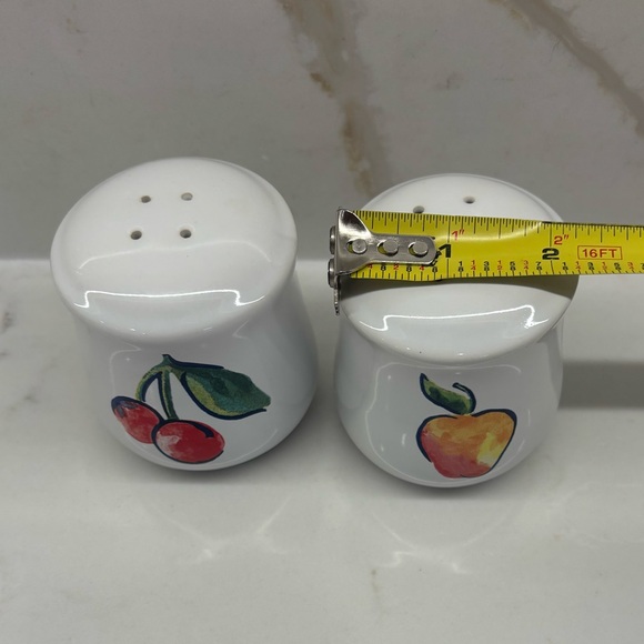 Vintage Corelle Fruit Basket Salt and Pepper Shakers with Cherry Apple Design - Picture 6 of 6
